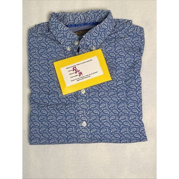 Ben Sherman Mens Button Down Shirt XL Paisley Long Sleeve Blue/White 100% cotton - Picture 8 of 8